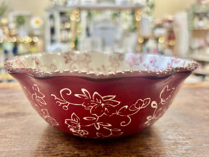 Cranberry Temptations Floral Lace Bowl, 7"