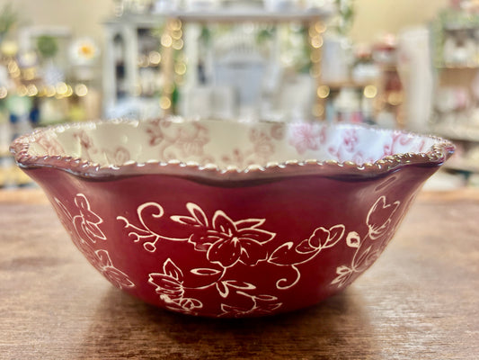 Cranberry Temptations Floral Lace Bowl, 7"
