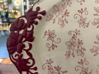 Cranberry Temptations Floral Lace Platter, 19"