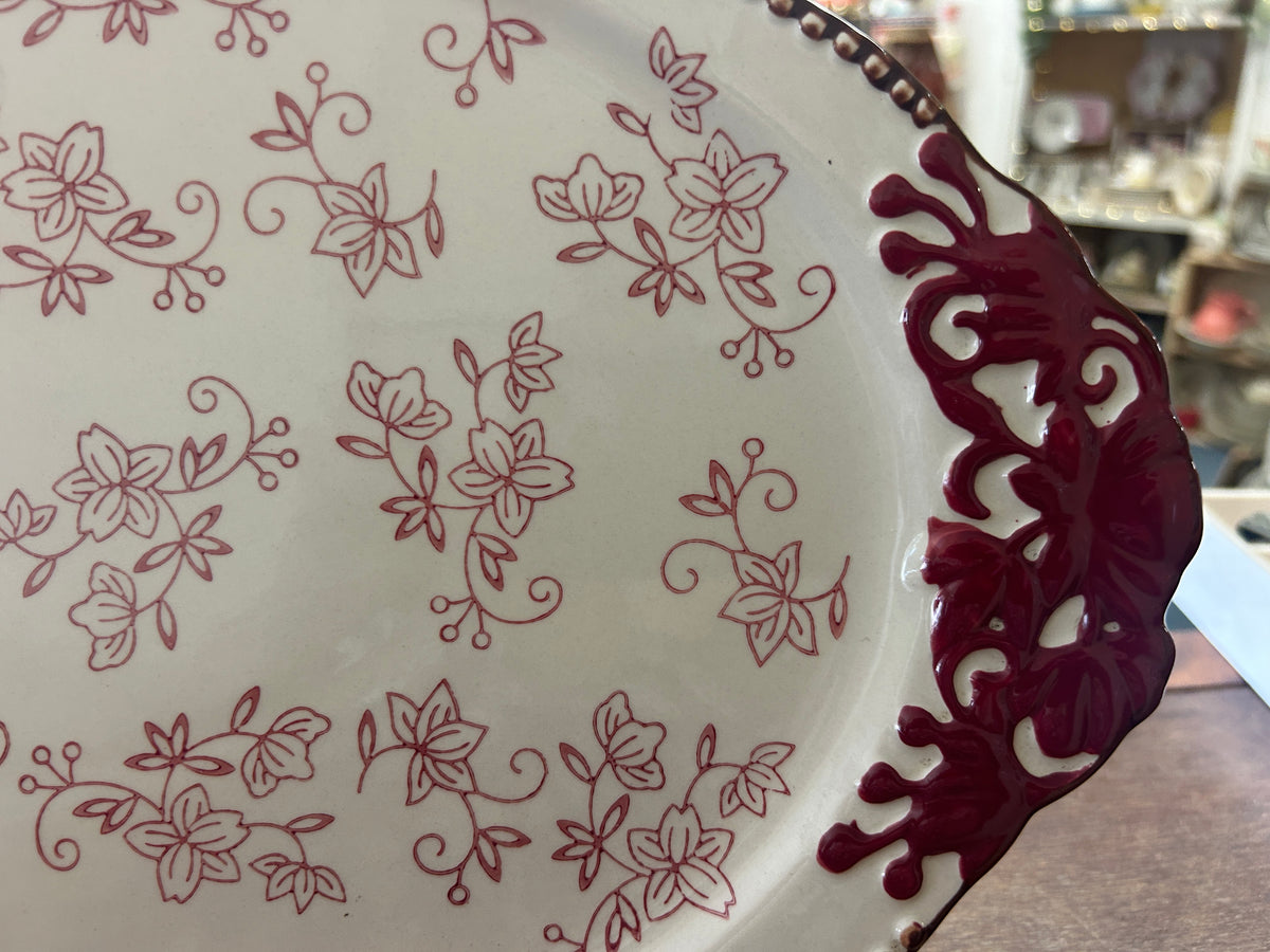 Cranberry Temptations Floral Lace Platter, 19"