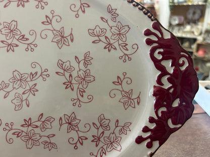 Cranberry Temptations Floral Lace Platter, 19"