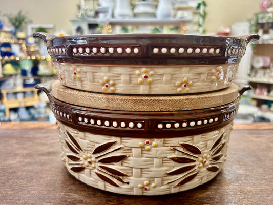 Brown Temptations 1 & 2 QT Bakers / Bamboo Lid, 2 QT