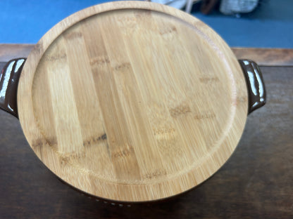 Brown Temptations 1 & 2 QT Bakers / Bamboo Lid, 2 QT