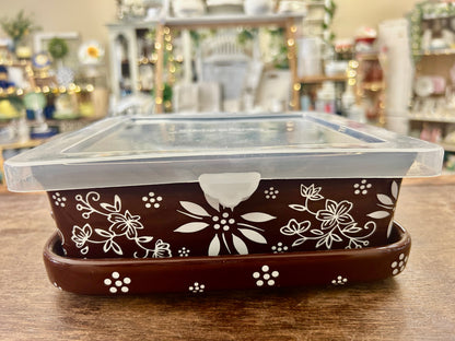 Brown Temptations Square Baker, Tray, Lid 3 pcs, 1.5 QT