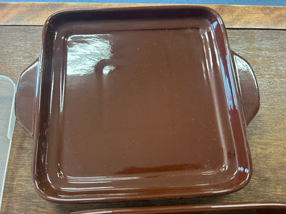 Brown Temptations Square Baker, Tray, Lid 3 pcs, 1.5 QT