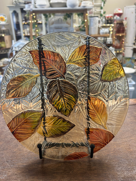 Multicolor Pier One Leaf Glass Plate, 8 3/4"