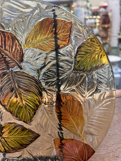 Multicolor Pier One Leaf Glass Plate, 8 3/4"
