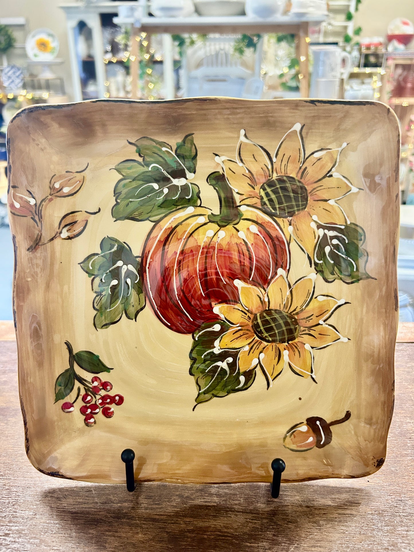 Multicolor Maxcera Square Pumpkin Plate, 9"