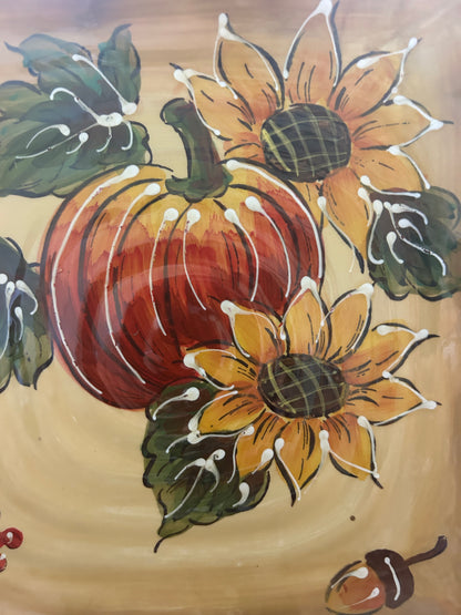 Multicolor Maxcera Square Pumpkin Plate, 9"