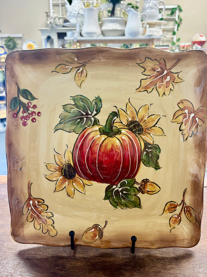Multicolor Maxcera Pumpkin Square Platter, 11"