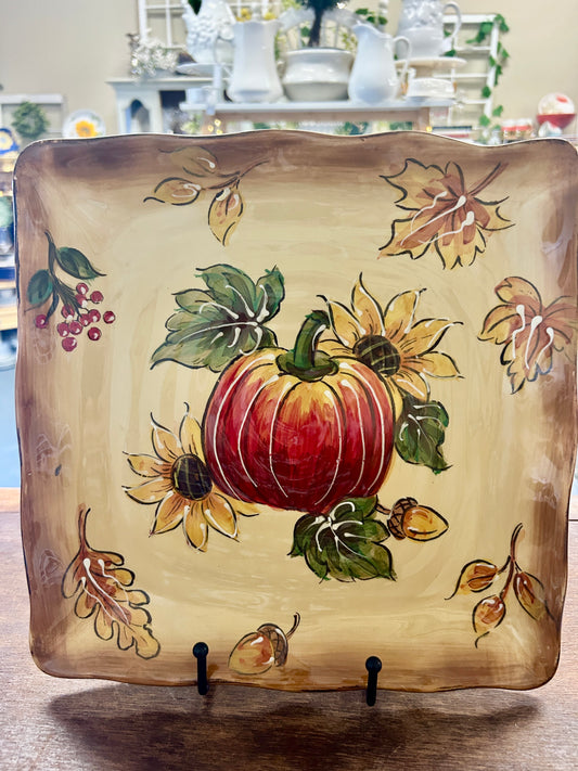 Multicolor Maxcera Pumpkin Square Platter, 11"