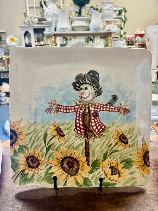 Multicolor Maxcera Scarecrow Square Platter, 11"