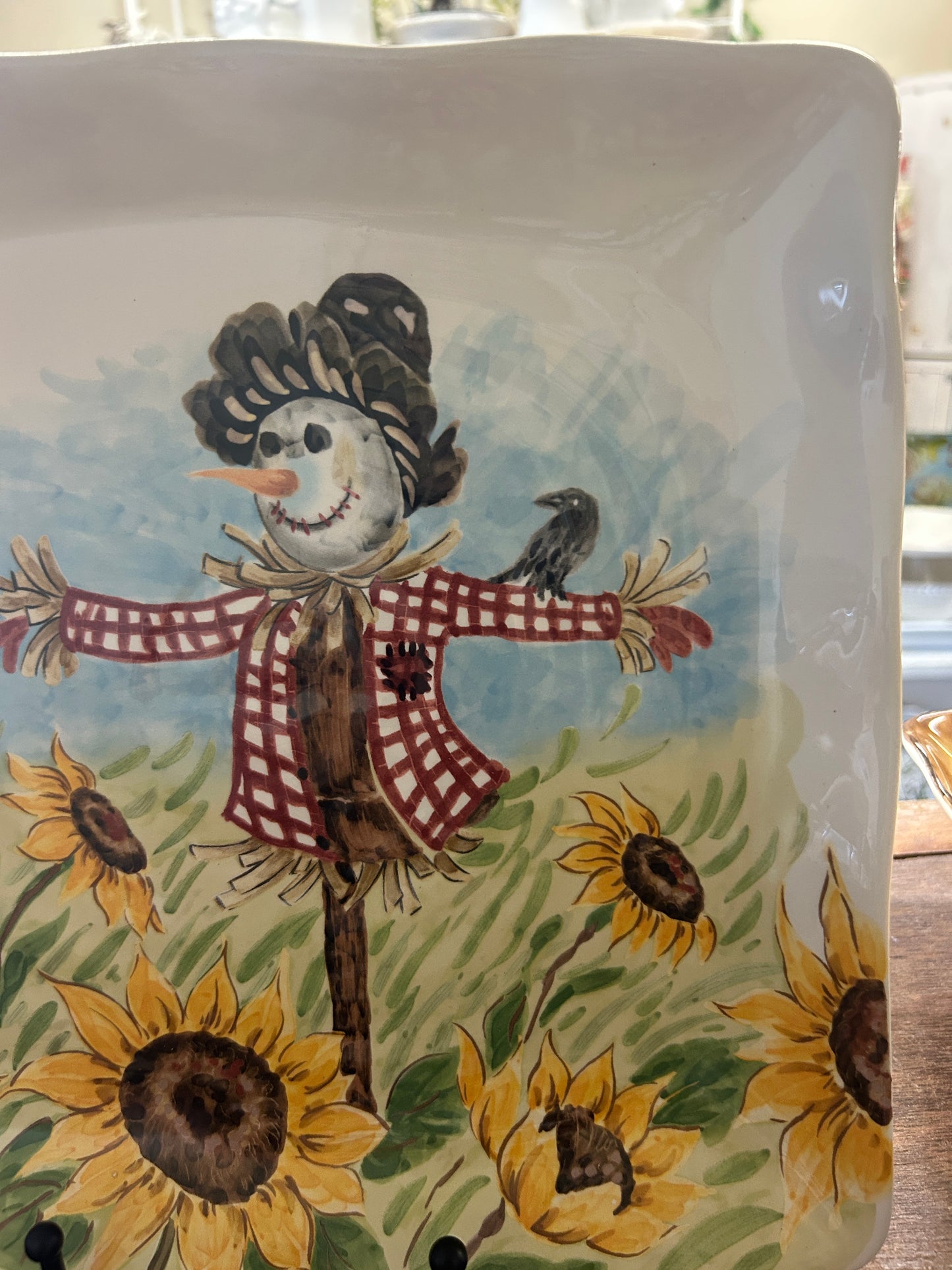 Multicolor Maxcera Scarecrow Square Platter, 11"