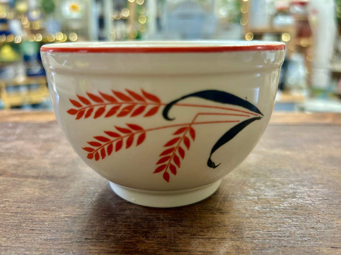 Orange & White Universal Potteries Vintage Cattail Bowl, 4 1/4"