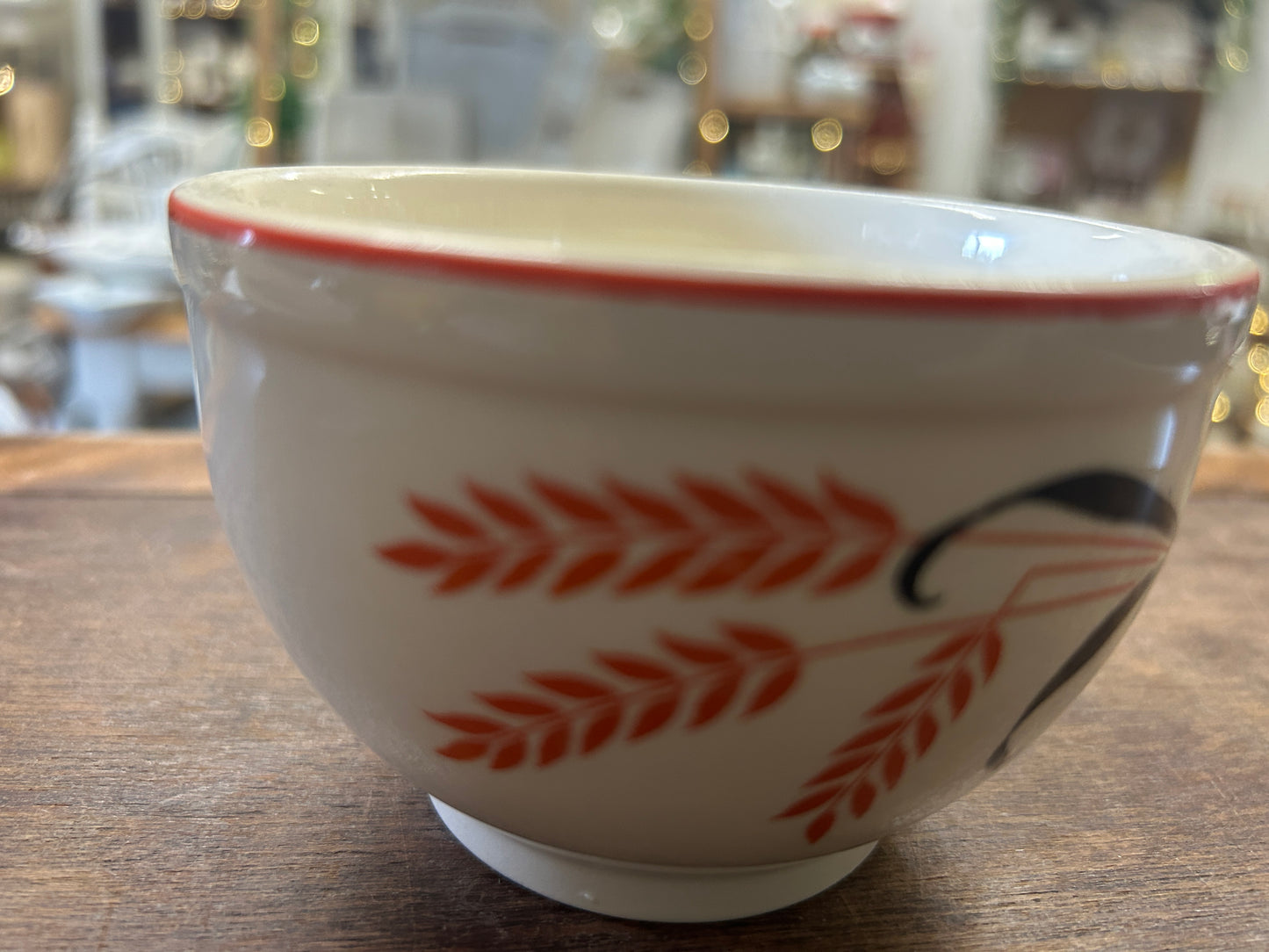 Orange & White Universal Potteries Vintage Cattail Bowl, 4 1/4"