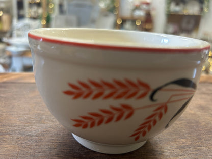 Orange & White Universal Potteries Vintage Cattail Bowl, 4 1/4"