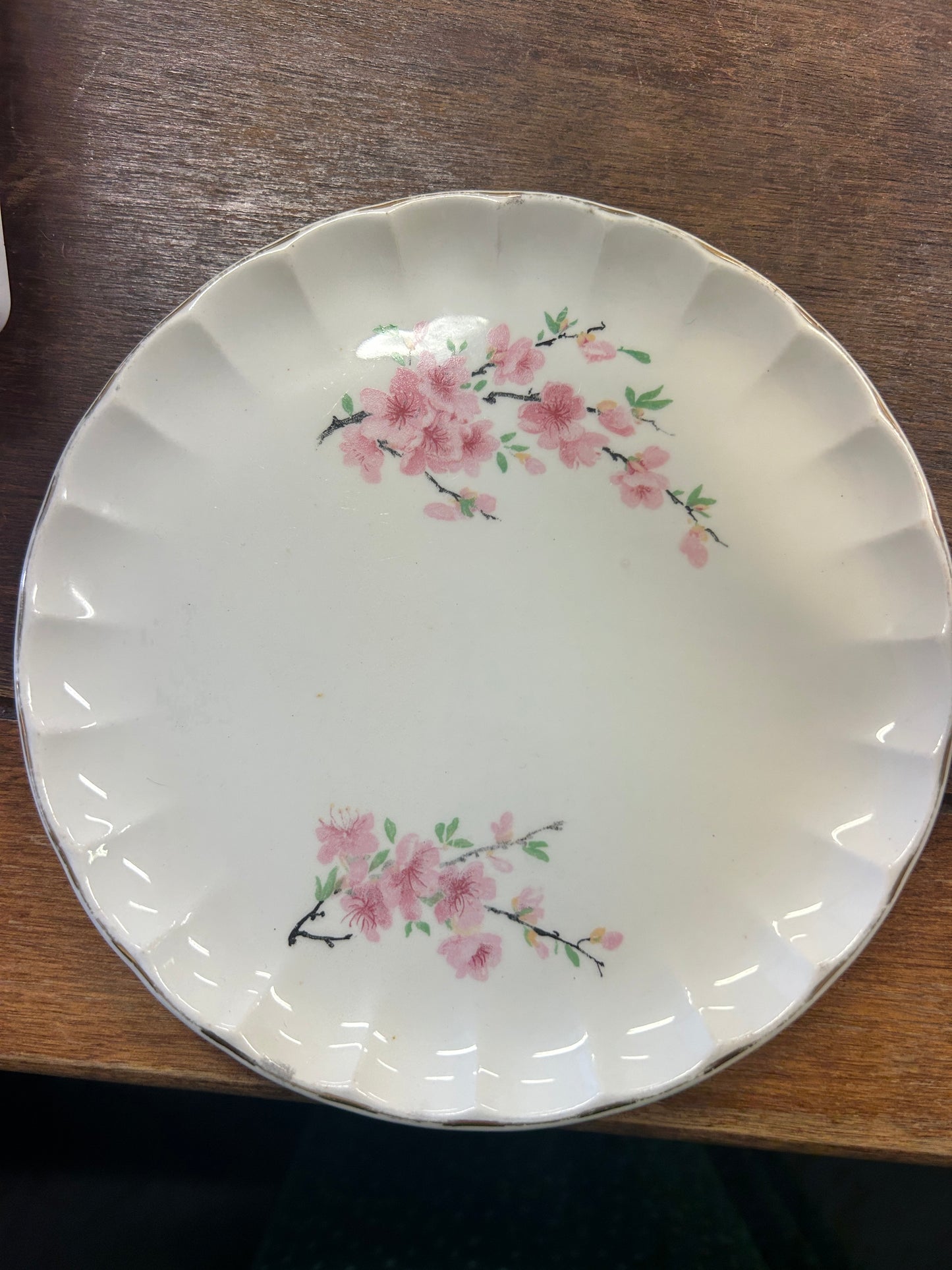 Pink & White W S George Peach Blossom Bolero Plate, 7 1/4"