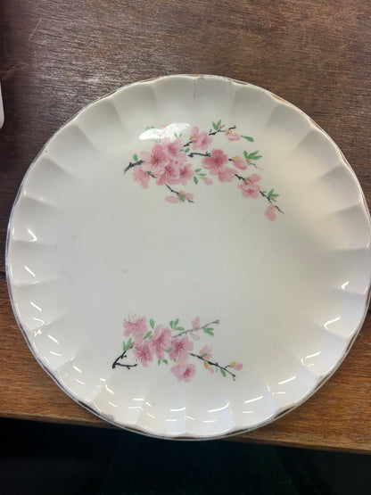 Pink & White W S George Peach Blossom Bolero Plate, 7 1/4"