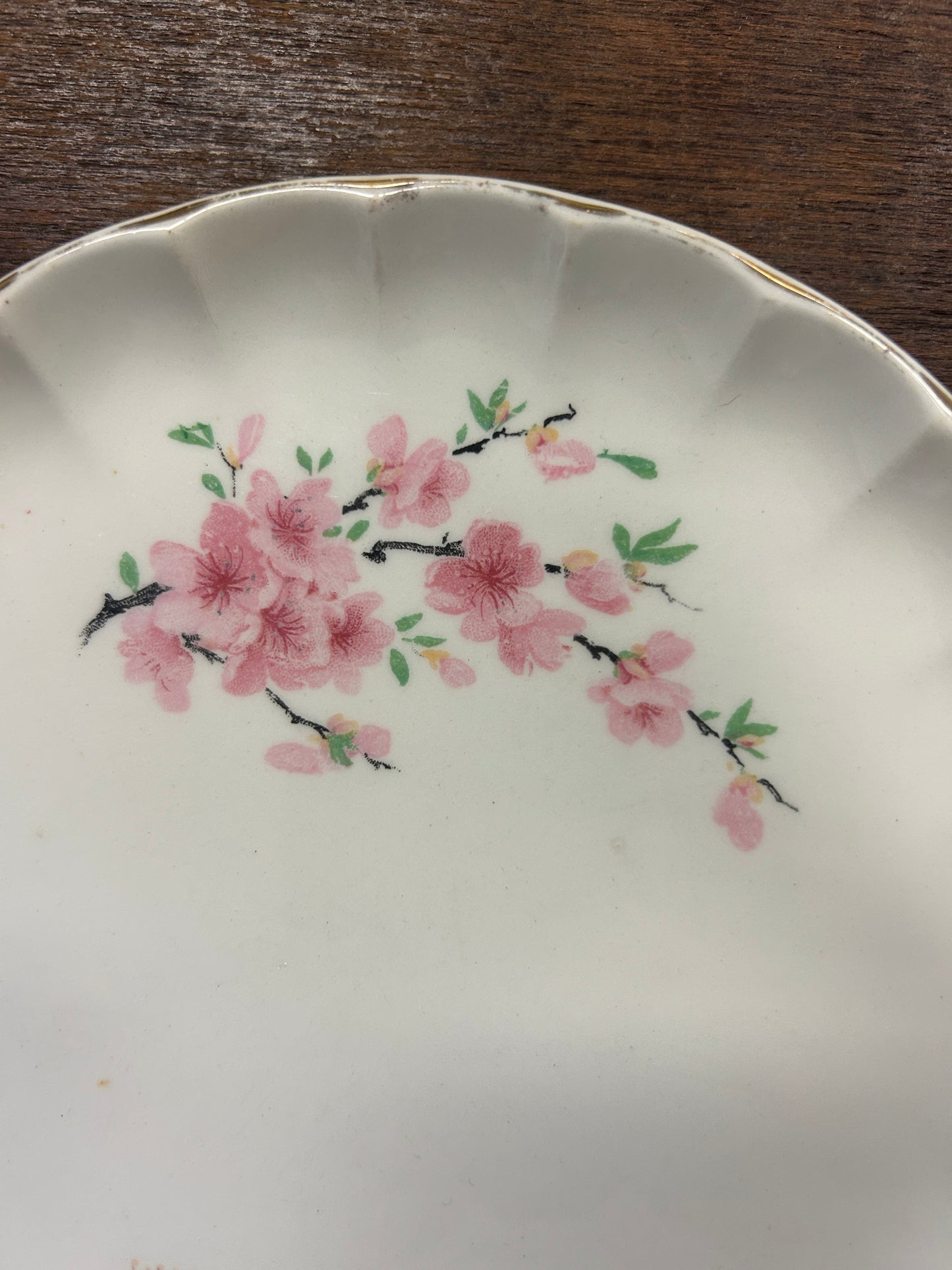 Pink & White W S George Peach Blossom Bolero Plate, 7 1/4"