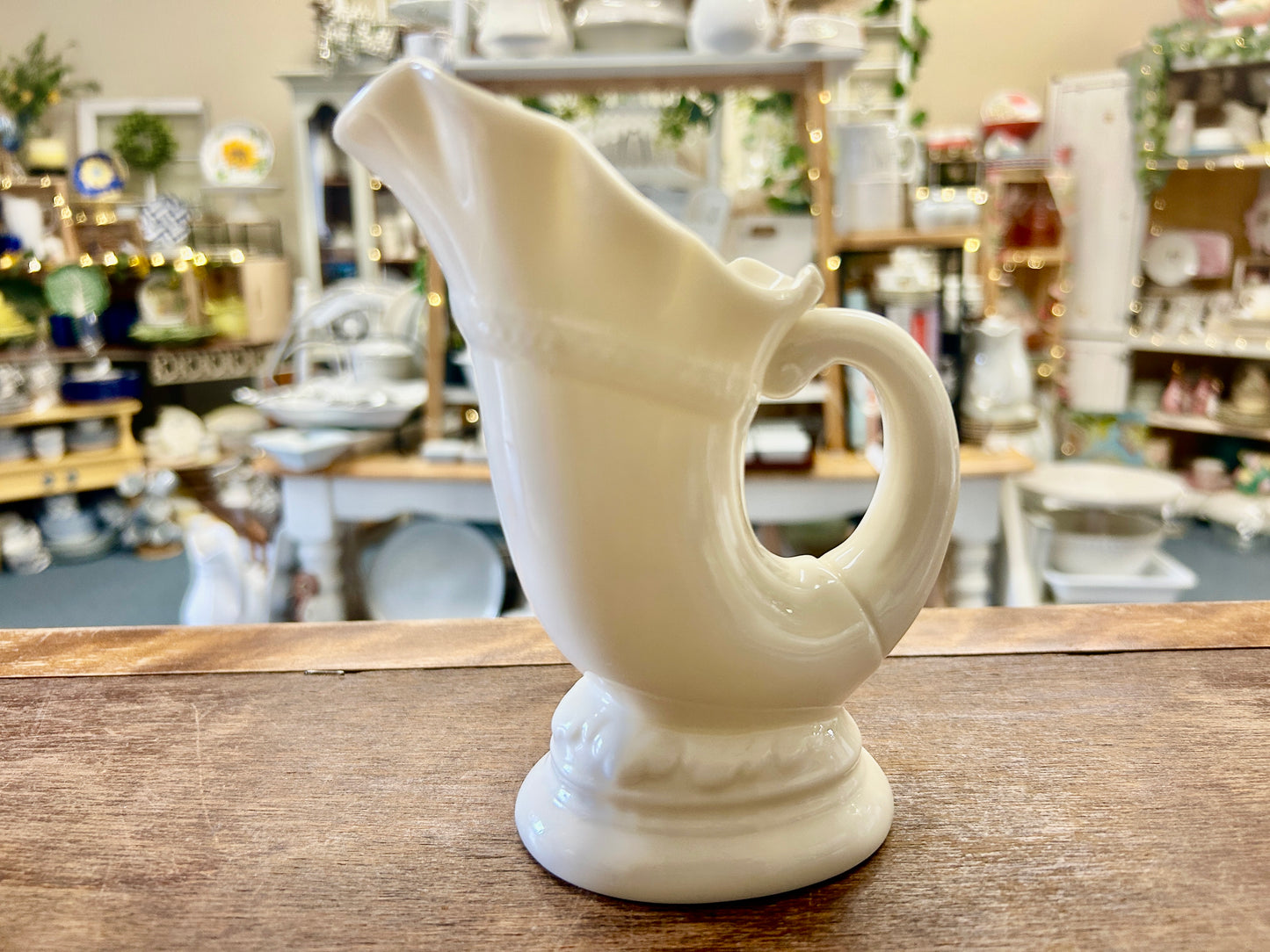 Cream Lenox Cornucopia Pitcher, 6 1/4"