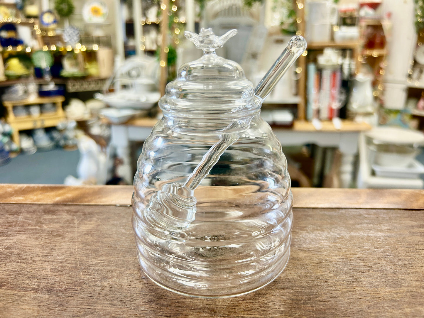 Two's Company Clear Honey Container w/ Stick, 5 1/2"