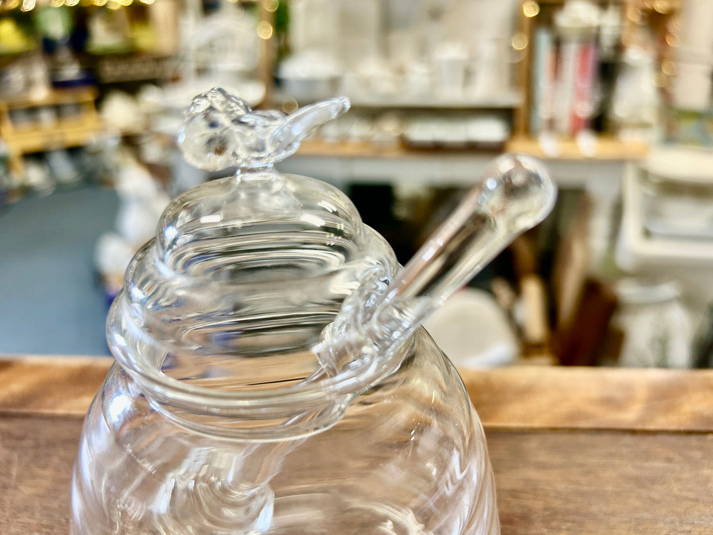Two's Company Clear Honey Container w/ Stick, 5 1/2"