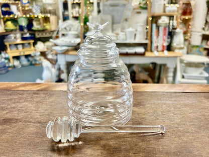 Two's Company Clear Honey Container w/ Stick, 5 1/2"
