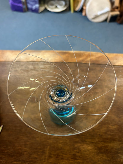 Blue Bombay Sapphire Swirl Martini Glass, 7"