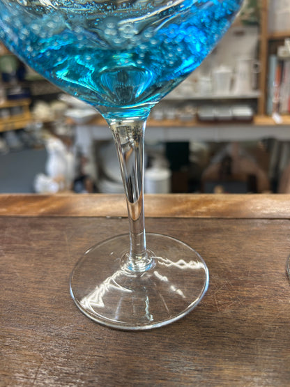 Blue Pier 1 Aqua Bubble Wine Glasses 2, 8 1/2"
