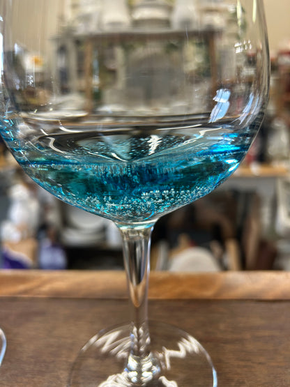 Blue Pier 1 Aqua Bubble Wine Glasses 2, 8 1/2"