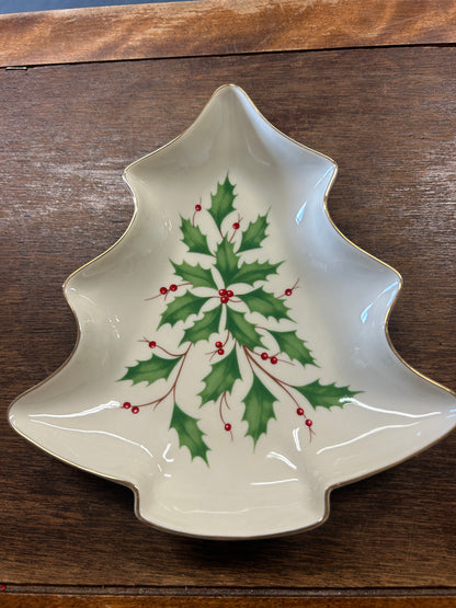 Red Green White Lenox Holiday Christmas Bowl, 7 1/2"