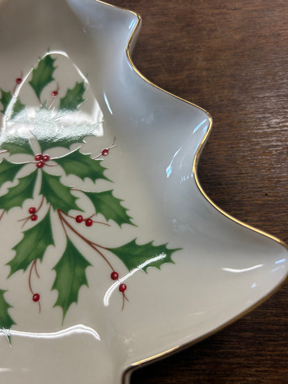 Red Green White Lenox Holiday Christmas Bowl, 7 1/2"