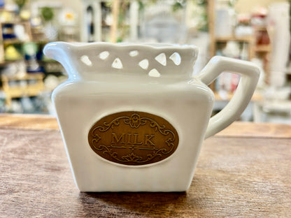 White THL Square Creamer, 3 1/4"