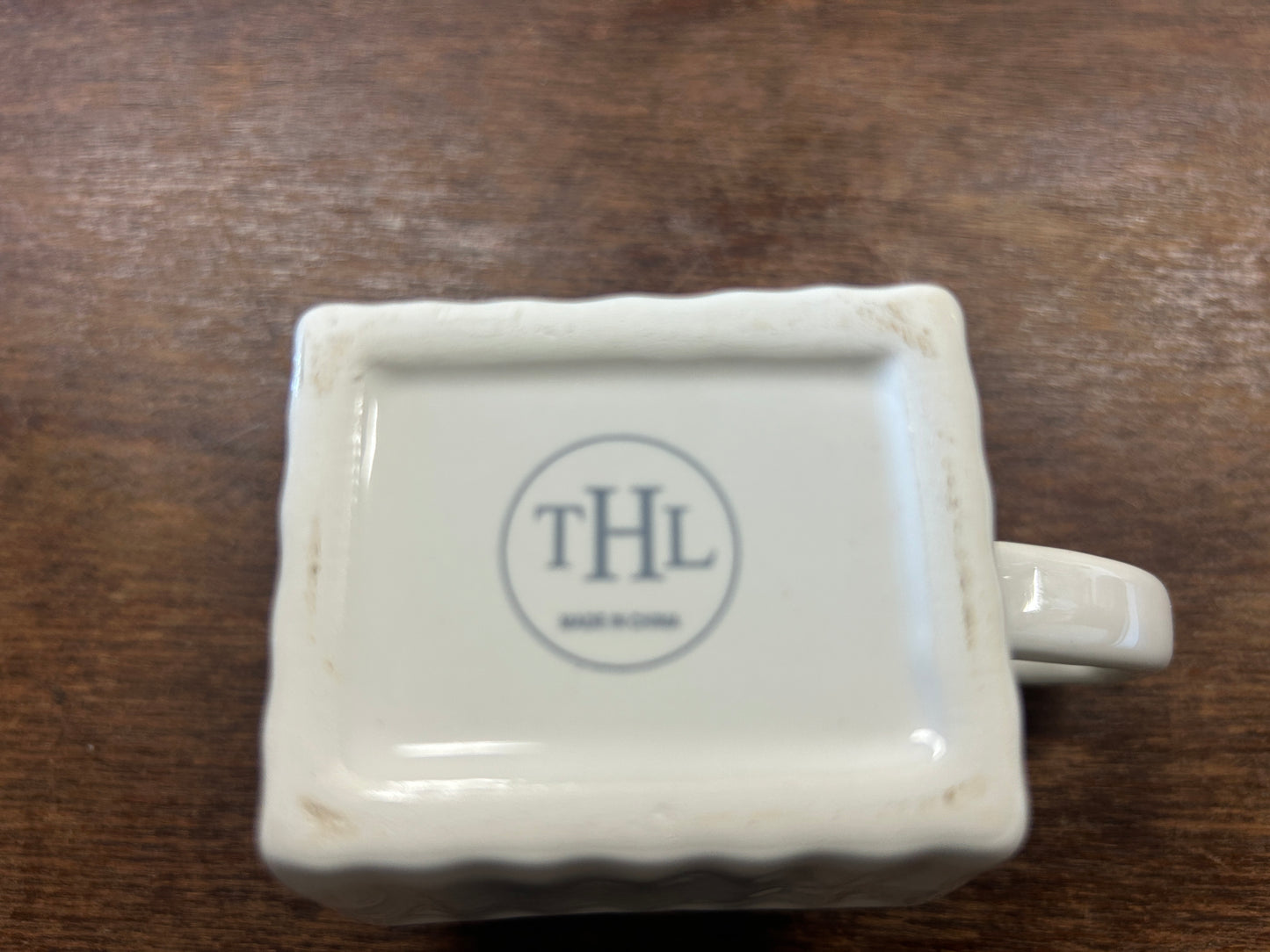 White THL Square Creamer, 3 1/4"