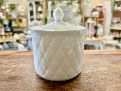White Gibson Diamond Quilt Sugar Bowl, 4 3/4"