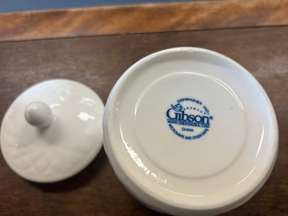 White Gibson Diamond Quilt Sugar Bowl, 4 3/4"