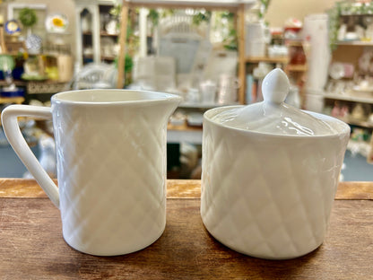 White Gibson Diamond Quilt Sugar Bowl, 4 3/4"