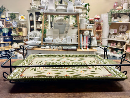Green Temptations Old World Platter w/ Stand, 15 1/2"