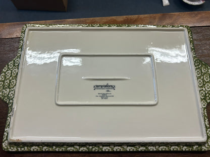 Green Temptations Old World Platter w/ Stand, 15 1/2"