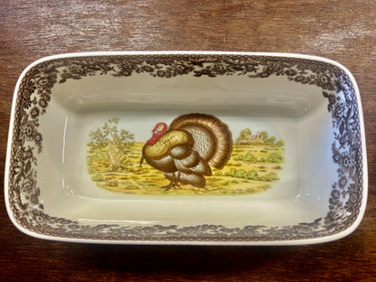 Brown Spode NEW Thanksgiving Bowl w/ Spoon, 8"