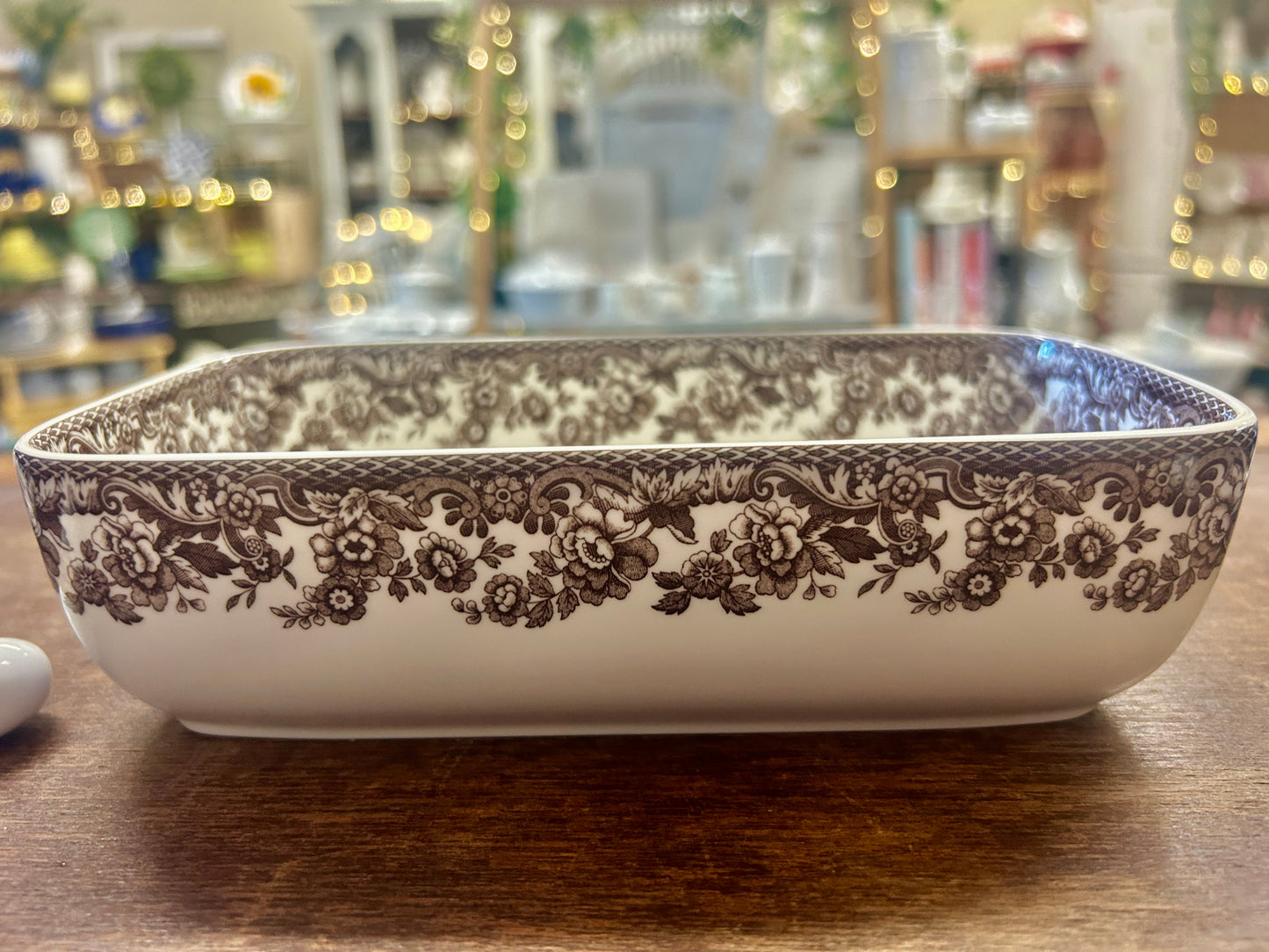 Brown Spode NEW Thanksgiving Bowl w/ Spoon, 8"