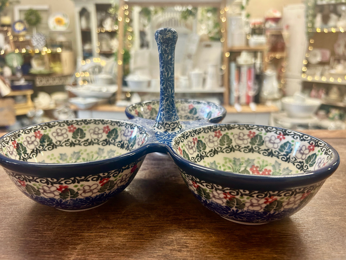 Multicolor UNIKAT Polish Pottery 3 Section, 10"