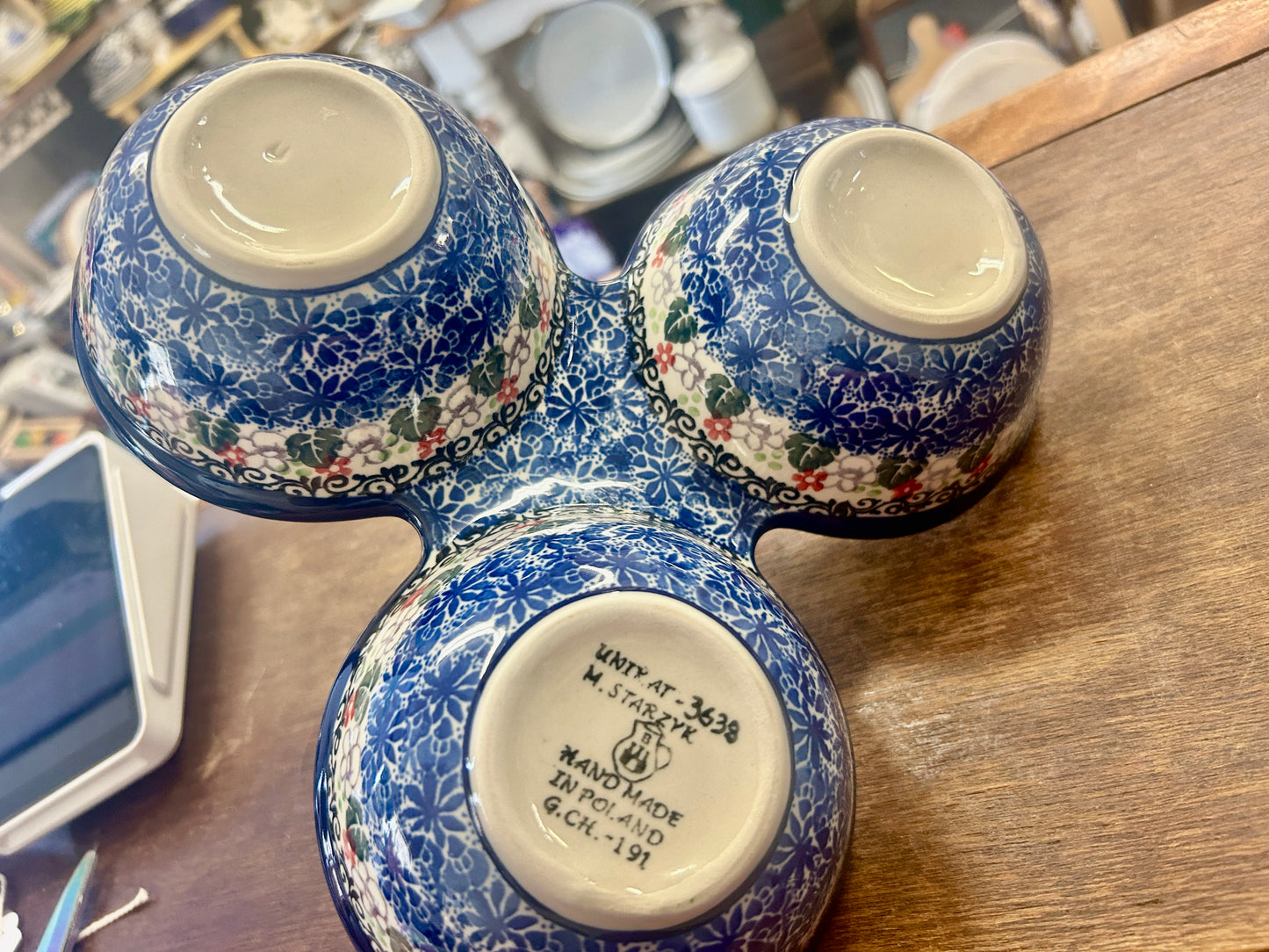 Multicolor UNIKAT Polish Pottery 3 Section, 10"