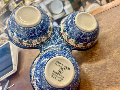 Multicolor UNIKAT Polish Pottery 3 Section, 10"