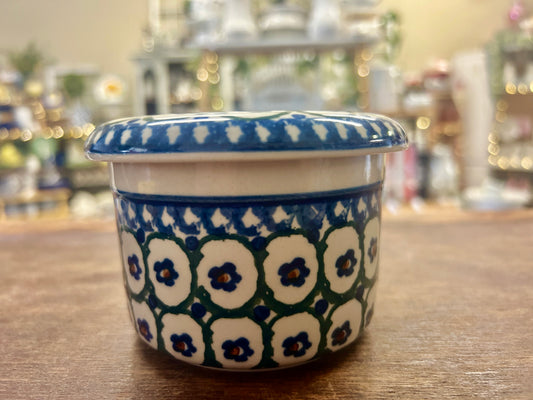 Blue & Green Boleslawiec Polish Pottery Butter Bell, 3"