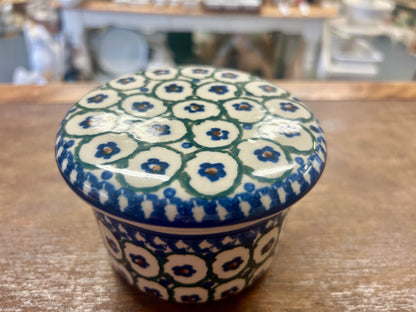 Blue & Green Boleslawiec Polish Pottery Butter Bell, 3"