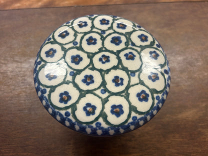 Blue & Green Boleslawiec Polish Pottery Butter Bell, 3"