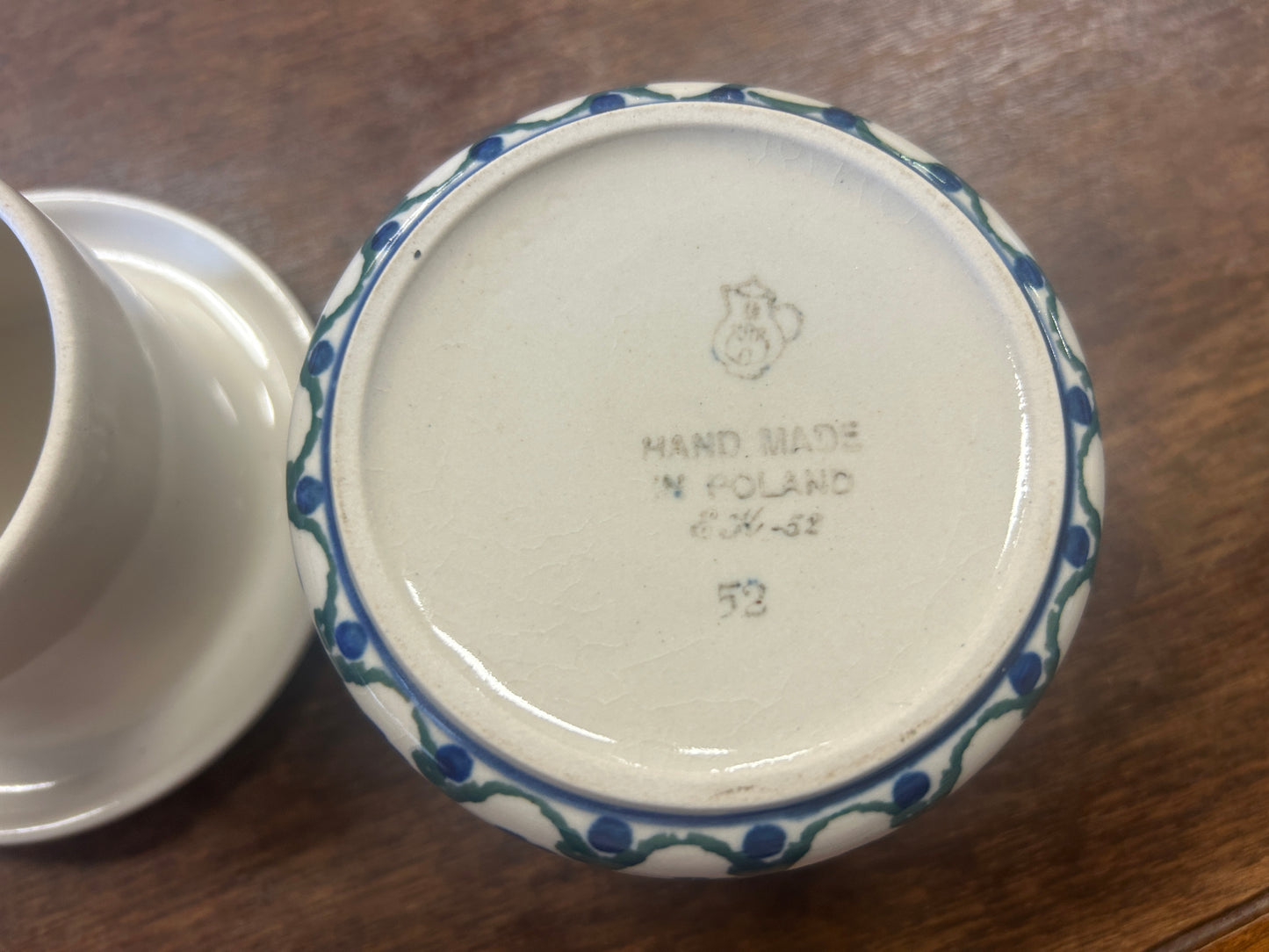 Blue & Green Boleslawiec Polish Pottery Butter Bell, 3"