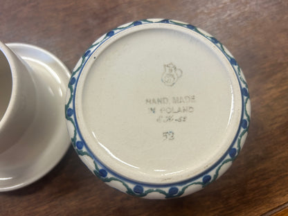 Blue & Green Boleslawiec Polish Pottery Butter Bell, 3"