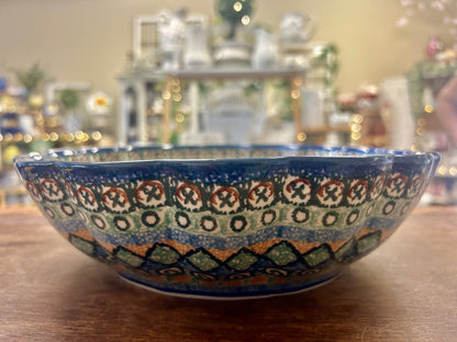 Multicolor UNIKAT Polish Pottery Serving Bowl, 10 1/2"
